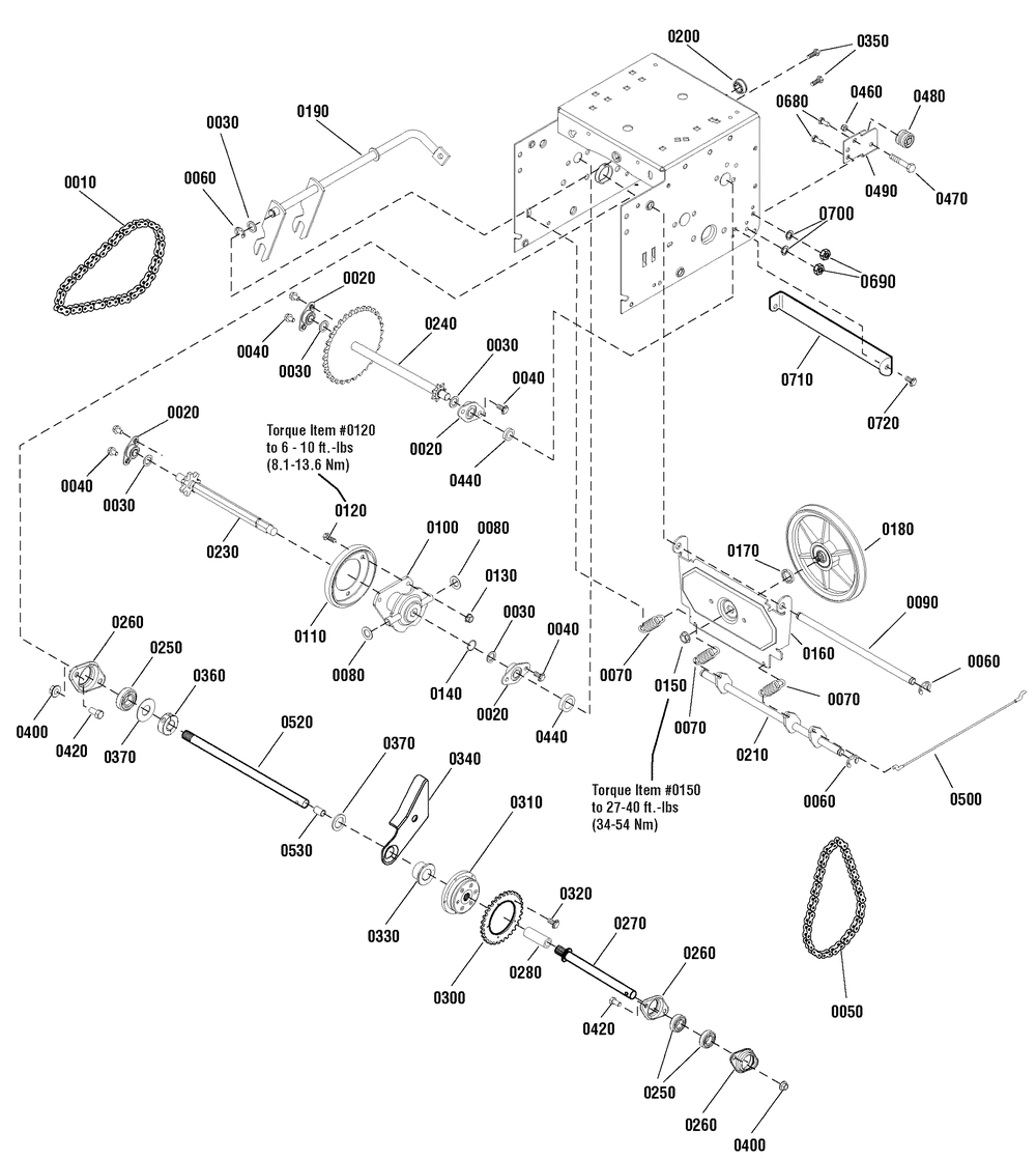 Traction Drive Group Diagram and Parts List for 1696054-CM741450S 2011 Briggs and Stratton Snow Blower